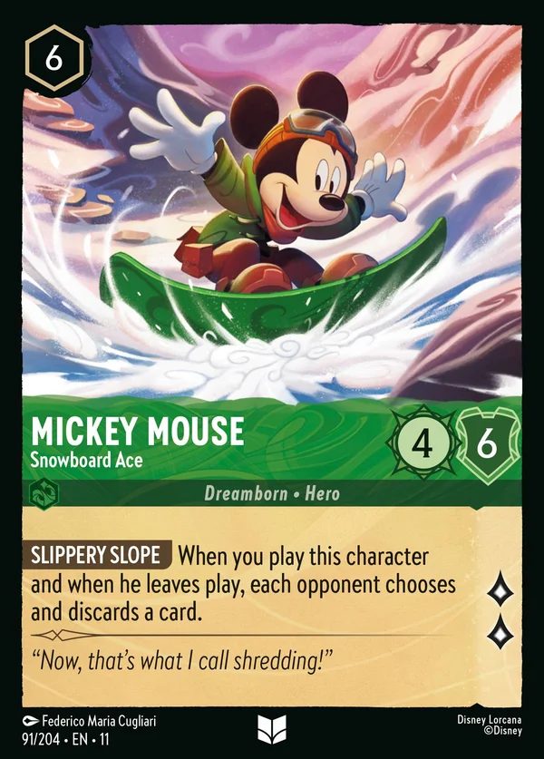 Topolino - Asso dello Snowboard — Disney Lorcana Personaggio card from Winterspell