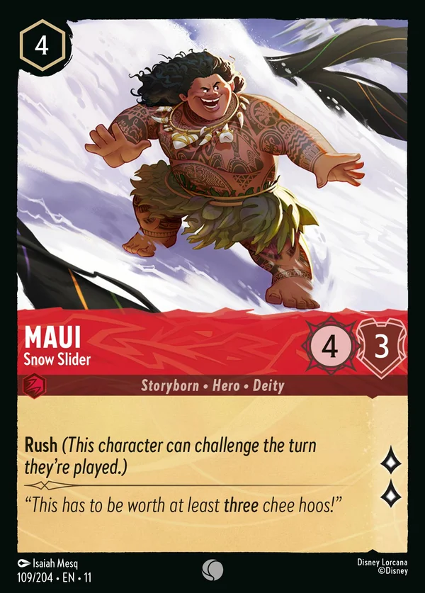 Maui - Scivolatore su Neve — Disney Lorcana Personaggio card from Winterspell
