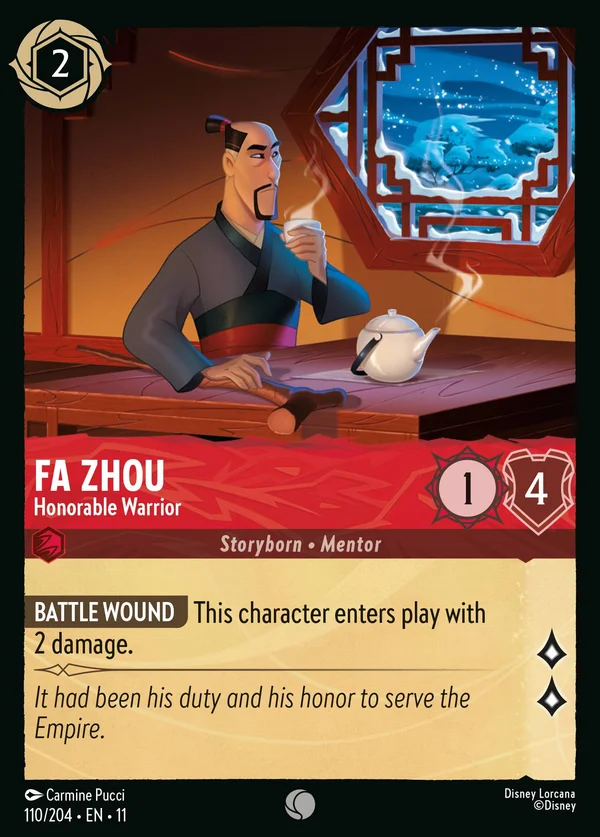 Fa Zhou - Honorable Warrior — Disney Lorcana Character card from Winterspell