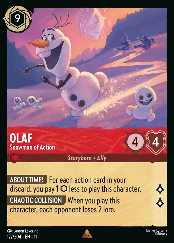 Olaf - Pupazzo di Neve in Azione — Disney Lorcana Personaggio card from Winterspell