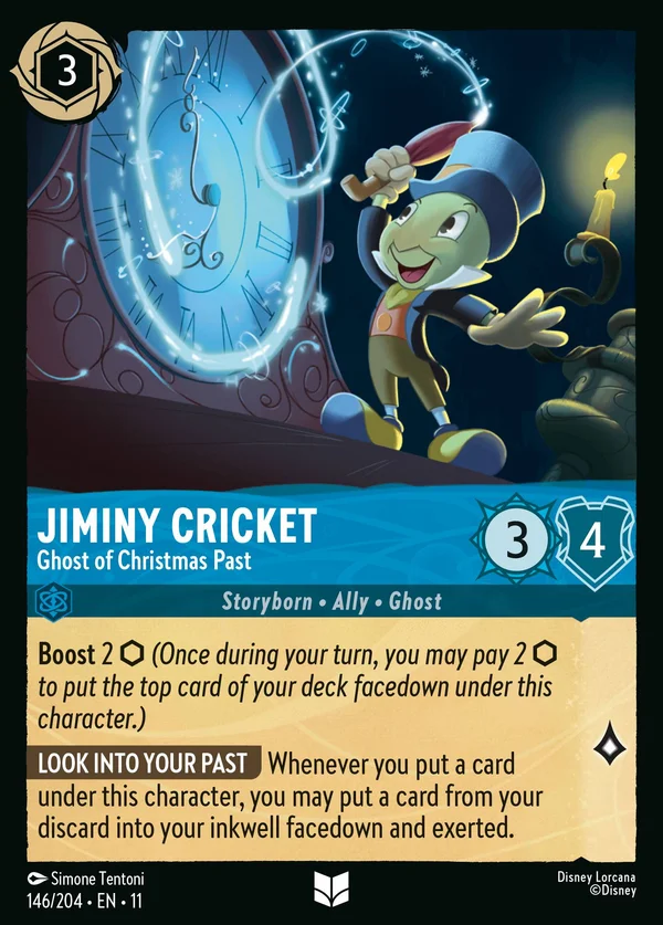 Jiminy Cricket - Ghost of Christmas Past — Disney Lorcana Character card from Winterspell
