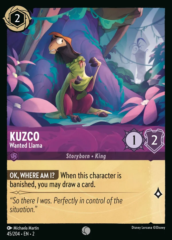 Kuzco - Wanted Llama — Disney Lorcana Character card from Rise of the Floodborn