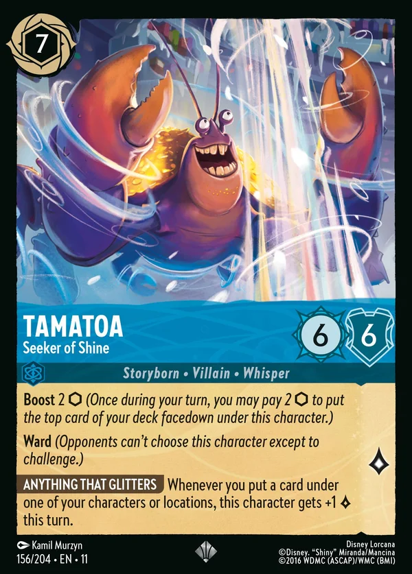 Tamatoa - Seeker of Shine — Disney Lorcana Character card from Winterspell