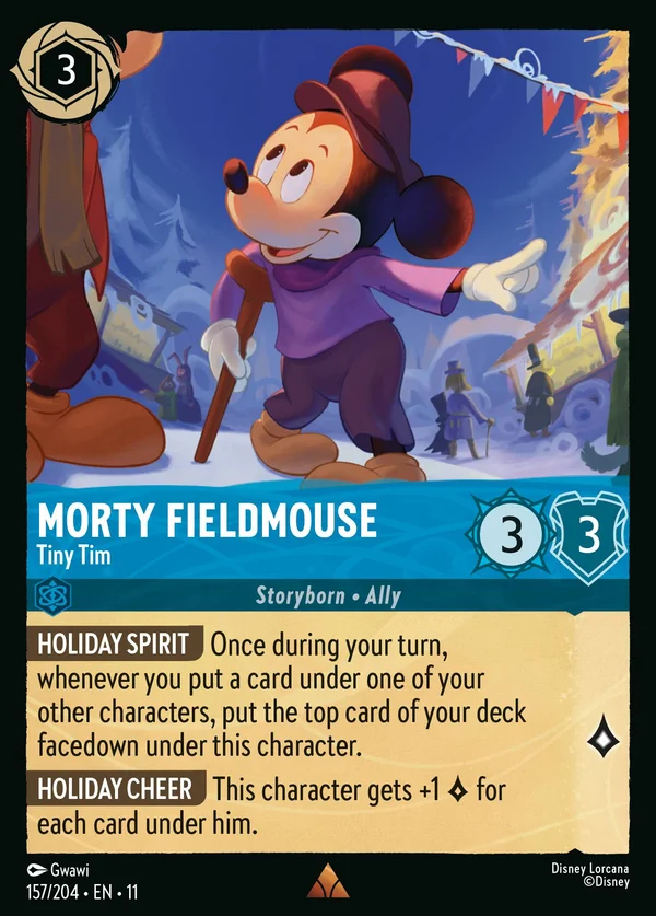 Morty Fieldmouse - Tiny Tim — Disney Lorcana Character card from Winterspell