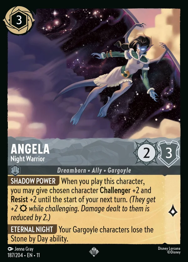 Angela - Guerriera Notturna — Disney Lorcana Personaggio card from Winterspell