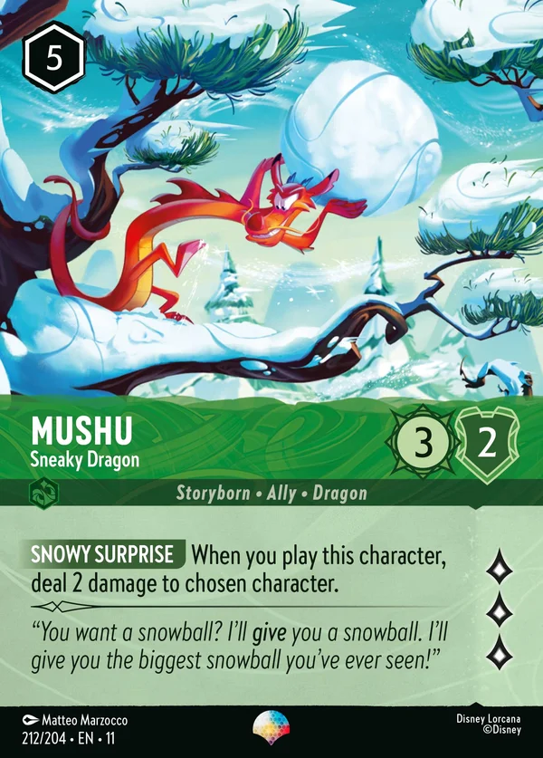 Mushu - Sneaky Dragon — Disney Lorcana Character card from Winterspell