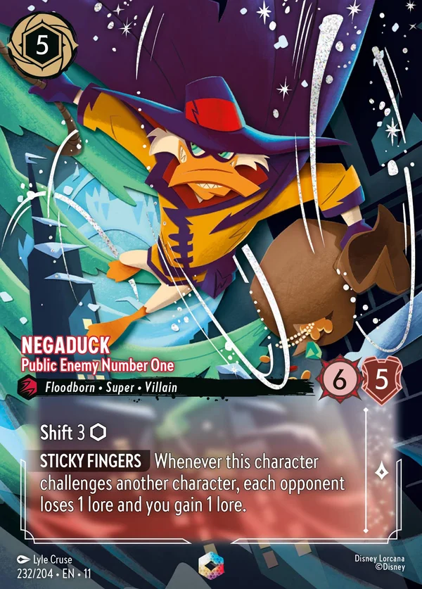 Negaduck - Nemico Pubblico Numero Uno — Disney Lorcana Personaggio card from Winterspell