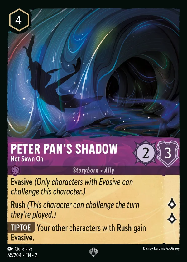Peter Pan's Shadow - Not Sewn On — Disney Lorcana Character card from Rise of the Floodborn