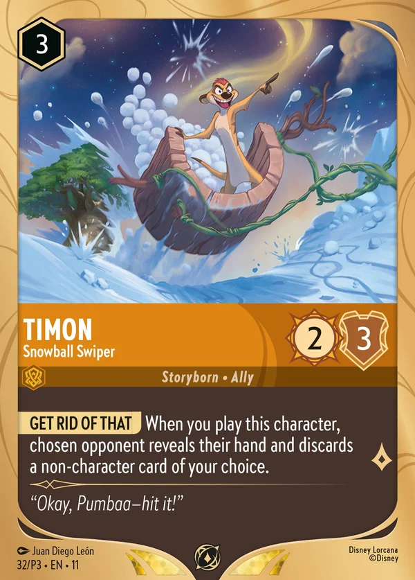 Timon - Rubapalle di Neve — Disney Lorcana Personaggio card from Winterspell