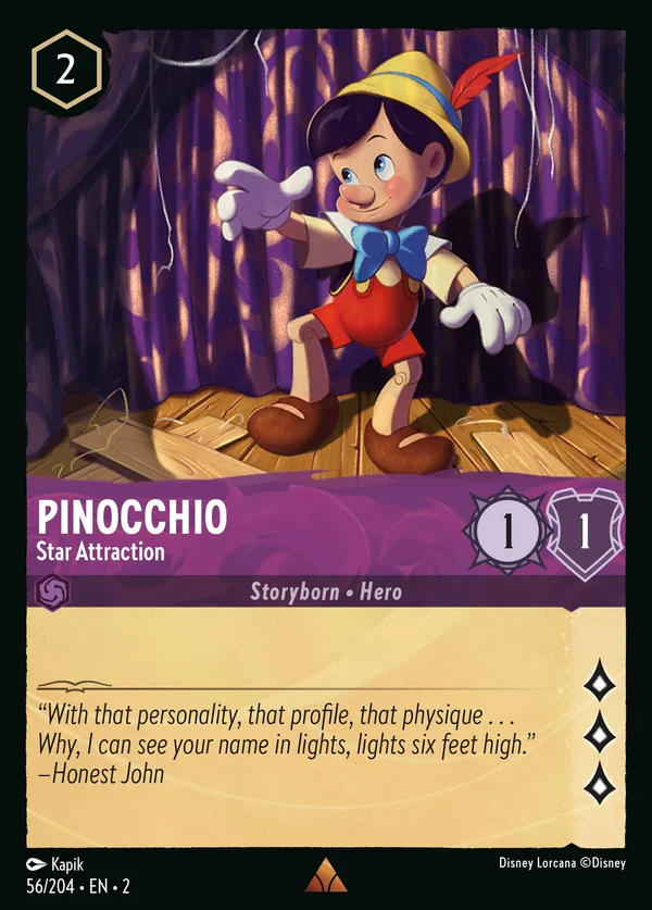 Pinocchio - Star Attraction — Disney Lorcana Character card from Rise of the Floodborn