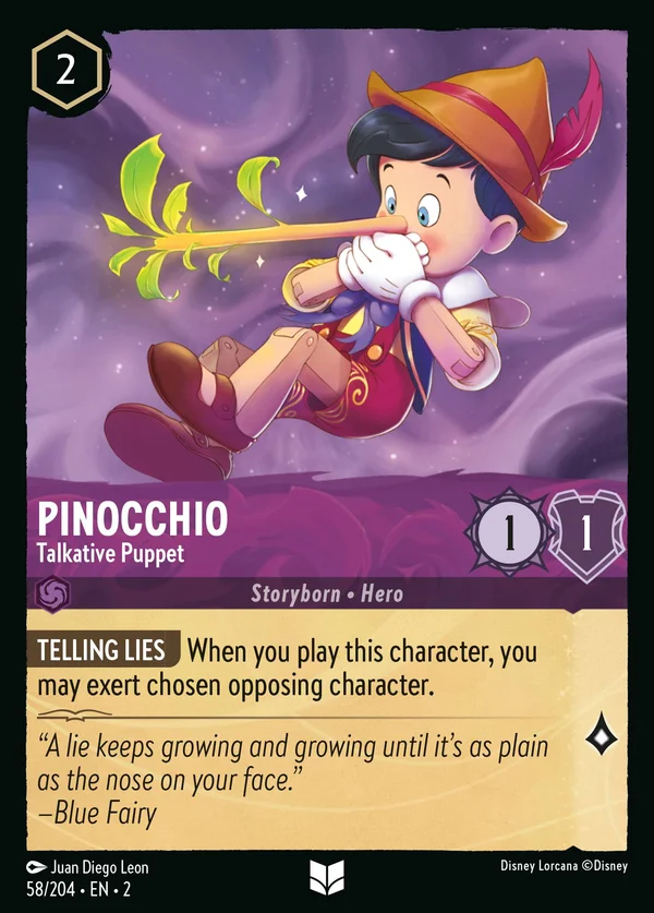 Pinocchio - Talkative Puppet — Disney Lorcana Character card from Rise of the Floodborn