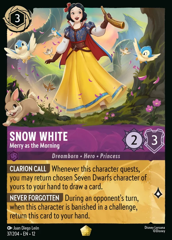 Snow White - Merry as the Morning — Disney Lorcana Character card from Wilds Unknown