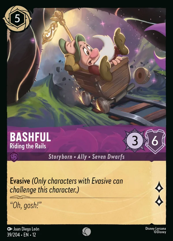 Bashful - Riding the Rails — Disney Lorcana Character card from Wilds Unknown