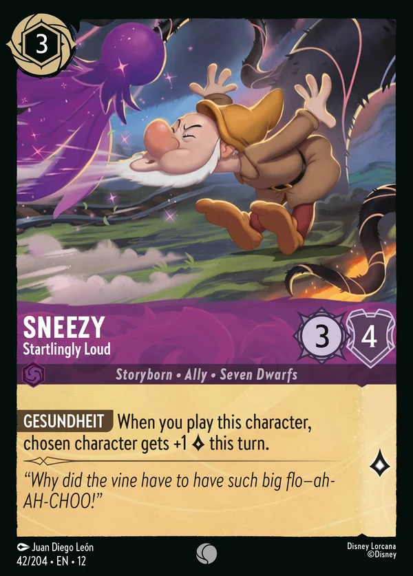 Sneezy - Startlingly Loud — Disney Lorcana Character card from Wilds Unknown