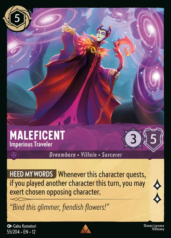 Maleficent - Imperious Traveler — Disney Lorcana Character card from Wilds Unknown