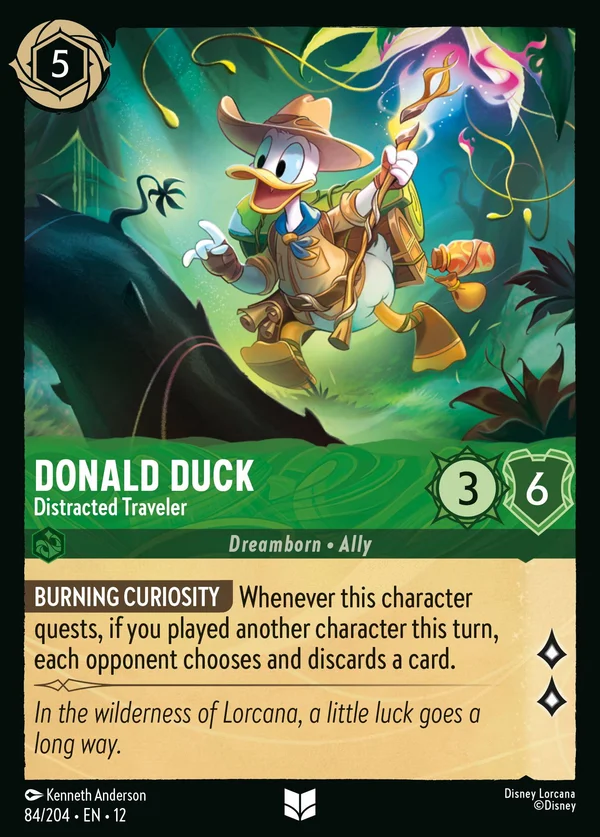 Donald Duck - Distracted Traveler — Disney Lorcana Character card from Wilds Unknown