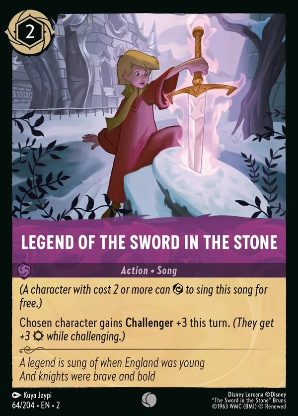 La Leggenda della Spada nella Roccia — Disney Lorcana Azione card from Rise of the Floodborn