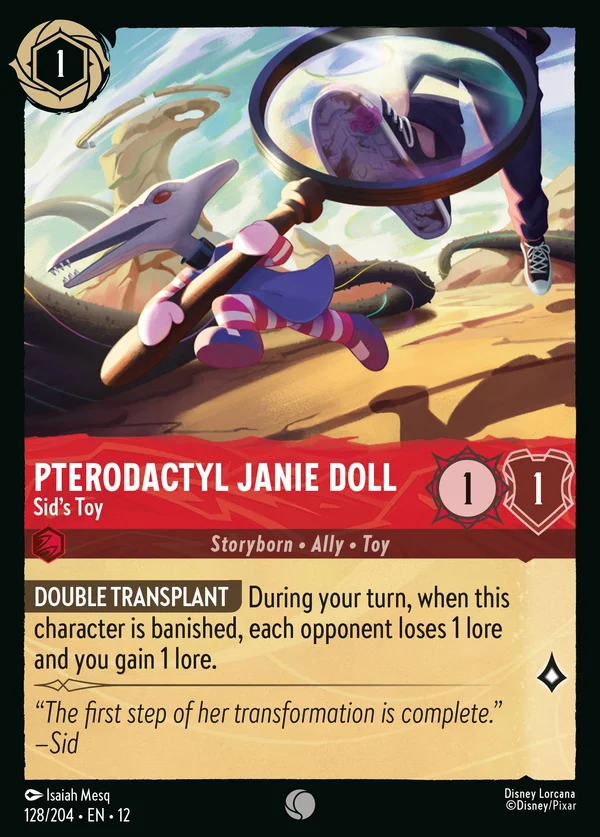Pterodactyl Janie Doll - Sid's Toy — Disney Lorcana Character card from Wilds Unknown