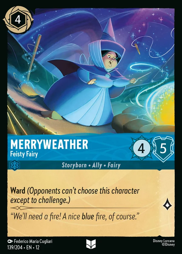 Merryweather - Feisty Fairy — Disney Lorcana Character card from Wilds Unknown