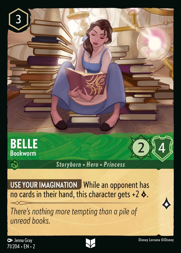 Belle - Bookworm — Disney Lorcana Character card from Rise of the Floodborn