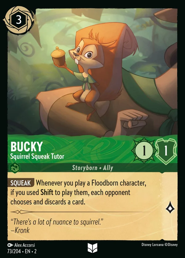 Bucky - Squirrel Squeak Tutor — Disney Lorcana Character card from Rise of the Floodborn
