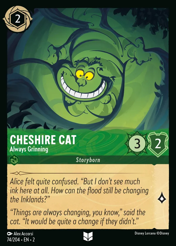 Cheshire Cat - Always Grinning — Disney Lorcana Character card from Rise of the Floodborn