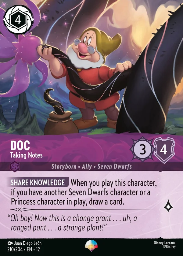 Doc - Taking Notes — Disney Lorcana Character card from Wilds Unknown