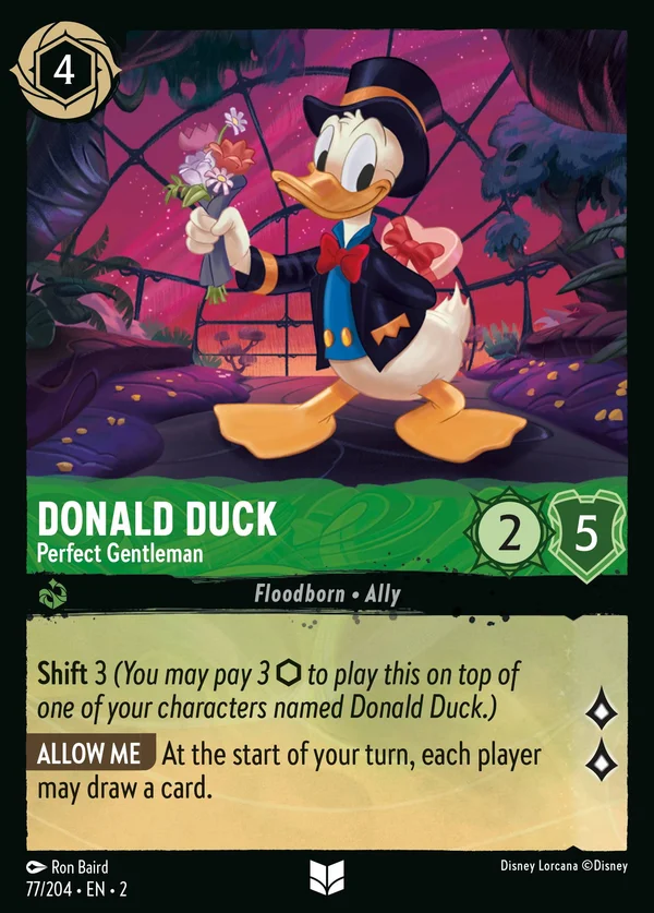 Donald Duck - Perfect Gentleman — Disney Lorcana Character card from Rise of the Floodborn