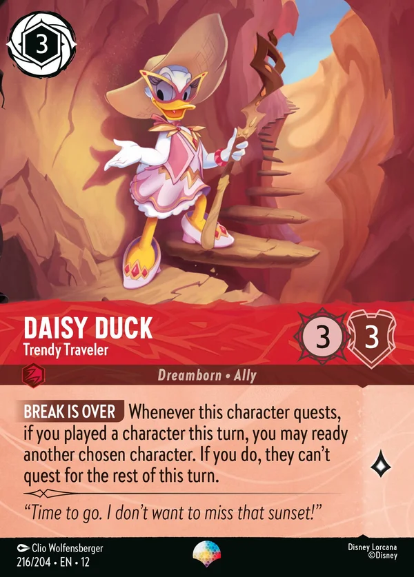 Daisy Duck - Trendy Traveler — Disney Lorcana Character card from Wilds Unknown