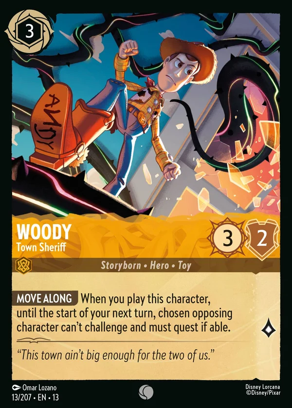 Woody - Town Sheriff — Disney Lorcana Character card from Attack of the Vine!