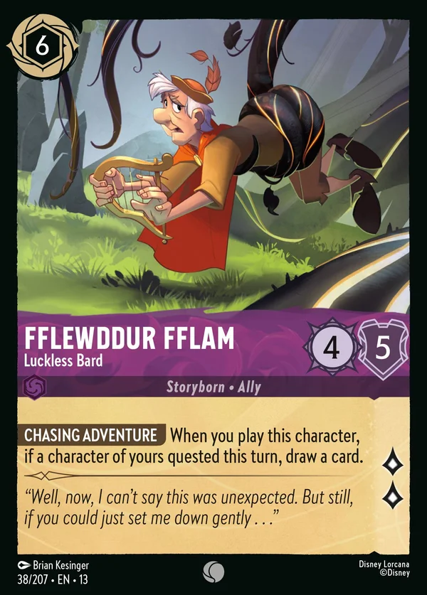Fflewddur Fflam - Luckless Bard — Disney Lorcana Character card from Attack of the Vine!