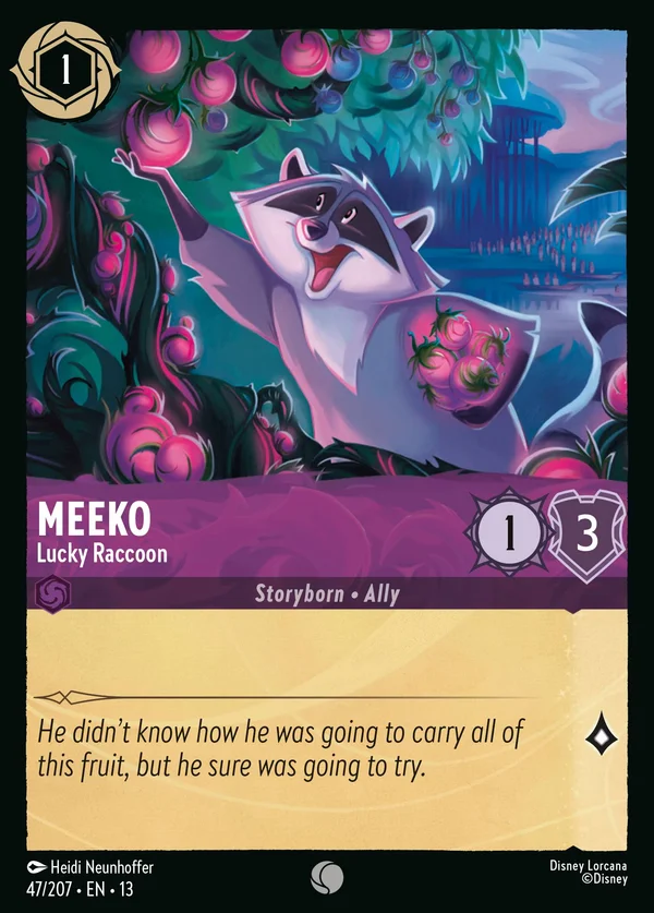 Meeko - Lucky Raccoon — Disney Lorcana Character card from Attack of the Vine!