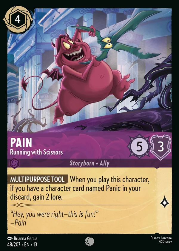 Pain - Running with Scissors — Disney Lorcana Character card from Attack of the Vine!