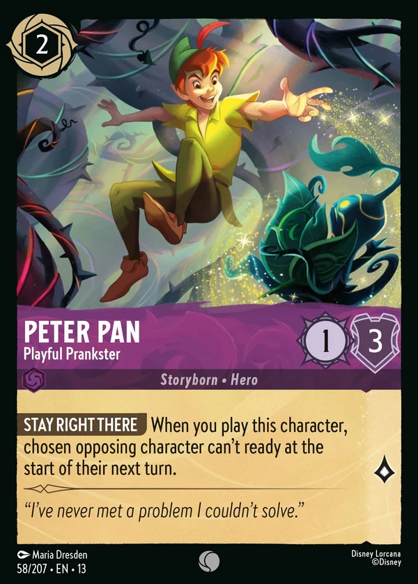 Peter Pan - Playful Prankster — Disney Lorcana Character card from Attack of the Vine!