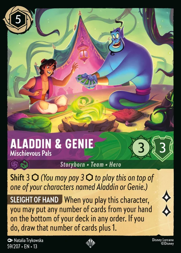 Aladdin & Genie - Mischievous Pals — Disney Lorcana Character card from Attack of the Vine!