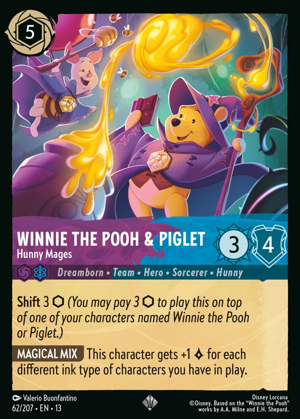 Winnie the Pooh & Piglet - Hunny Mages — Disney Lorcana Character card from Attack of the Vine!