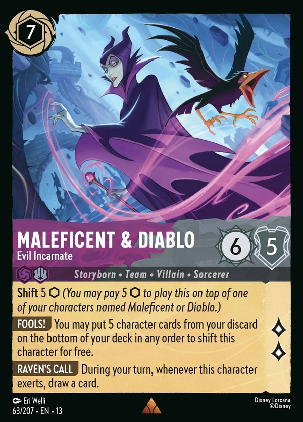 Maleficent & Diablo - Evil Incarnate — Disney Lorcana Character card from Attack of the Vine!