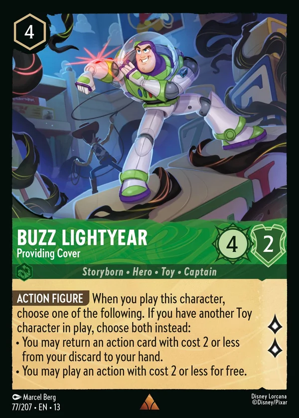 Buzz Lightyear - Providing Cover — Disney Lorcana Character card from Attack of the Vine!
