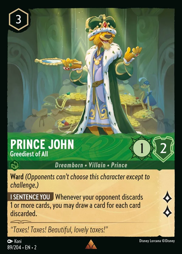 Prince John - Greediest of All — Disney Lorcana Character card from Rise of the Floodborn