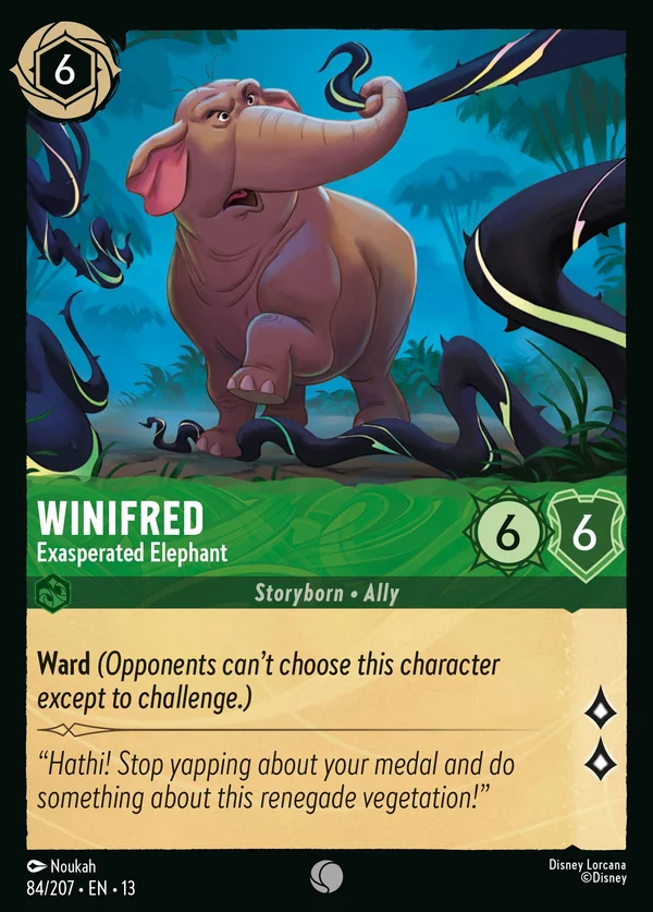 Winifred - Exasperated Elephant — Disney Lorcana Character card from Attack of the Vine!