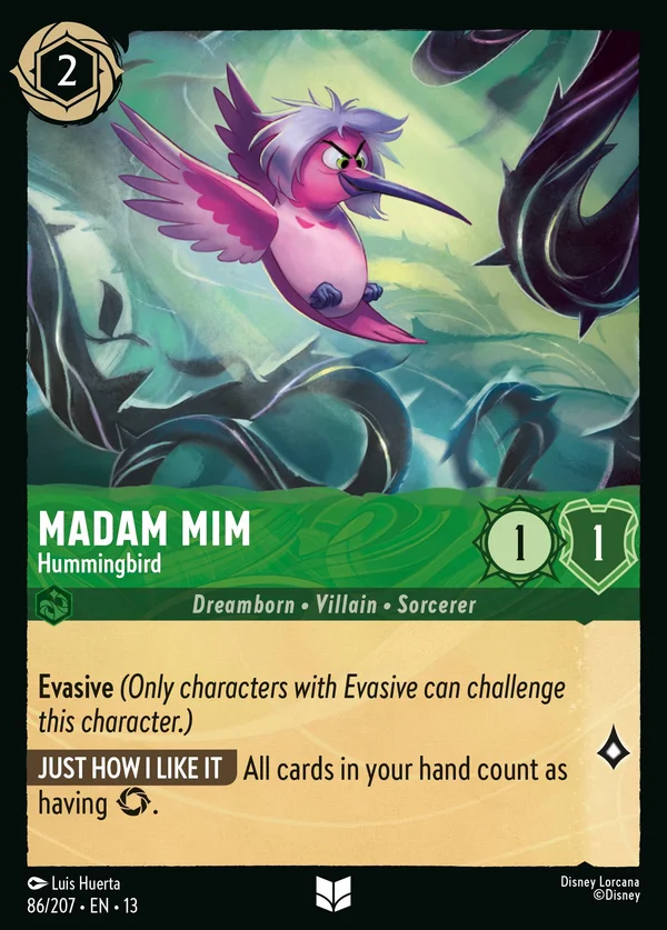 Madam Mim - Hummingbird — Disney Lorcana Character card from Attack of the Vine!