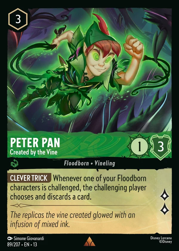 Peter Pan - Created by the Vine — Disney Lorcana Character card from Attack of the Vine!