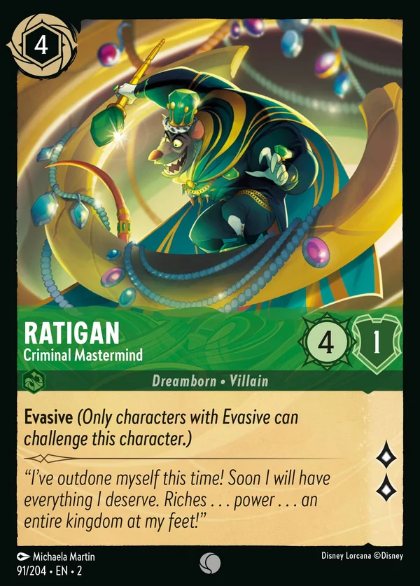 Ratigan - Criminal Mastermind — Disney Lorcana Character card from Rise of the Floodborn