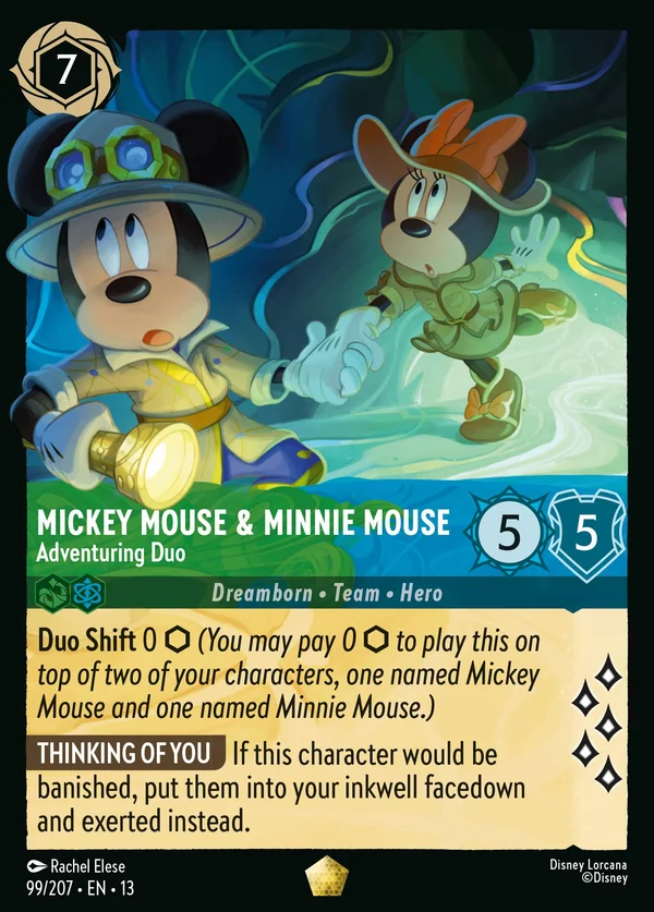Mickey Mouse & Minnie Mouse - Adventuring Duo — Disney Lorcana Character card from Attack of the Vine!