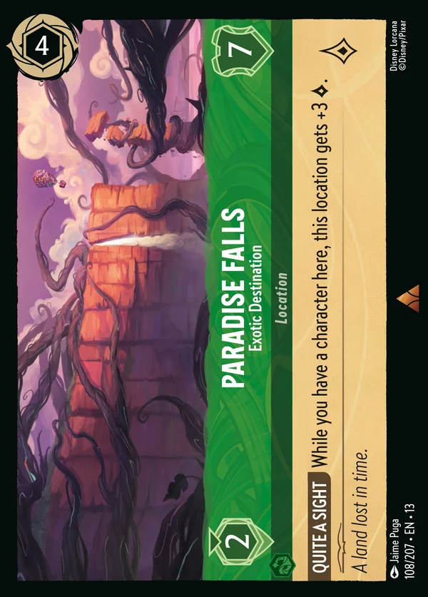Paradise Falls - Exotic Destination — Disney Lorcana Location card from Attack of the Vine!