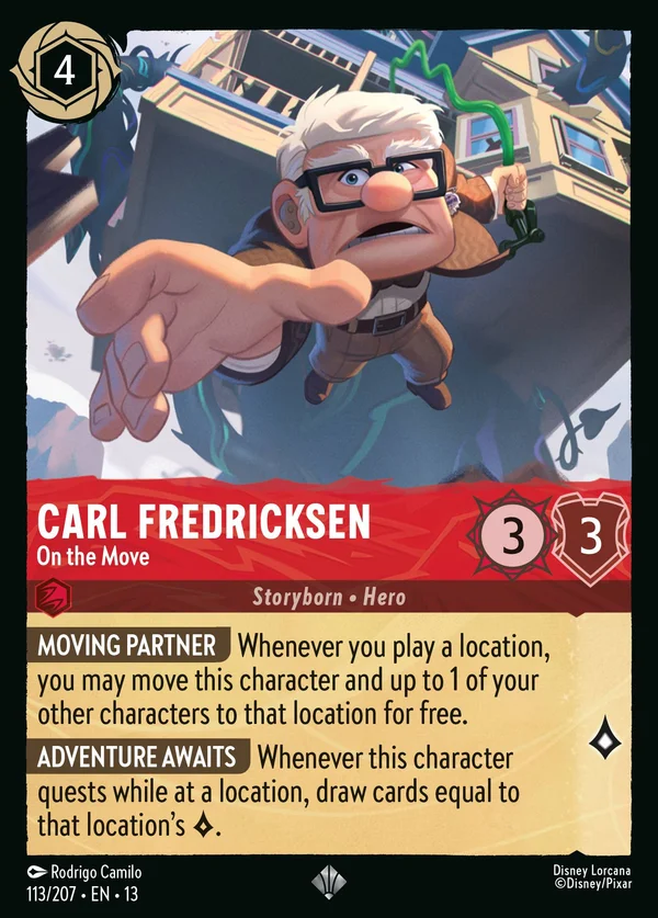 Carl Fredricksen - On the Move — Disney Lorcana Character card from Attack of the Vine!