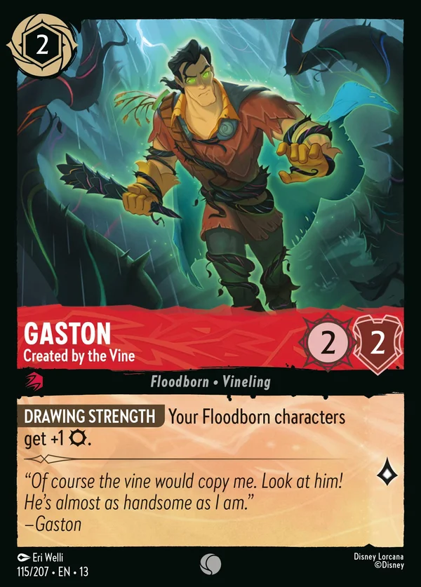 Gaston - Created by the Vine — Disney Lorcana Character card from Attack of the Vine!