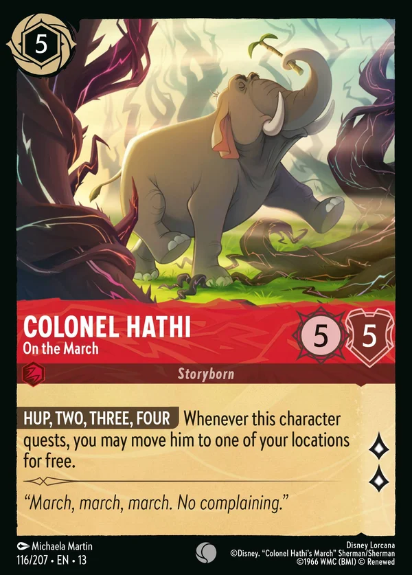 Colonel Hathi - On the March — Disney Lorcana Character card from Attack of the Vine!