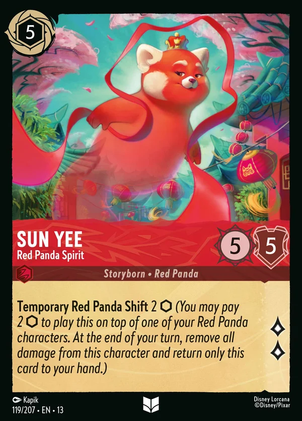 Sun Yee - Red Panda Spirit — Disney Lorcana Character card from Attack of the Vine!