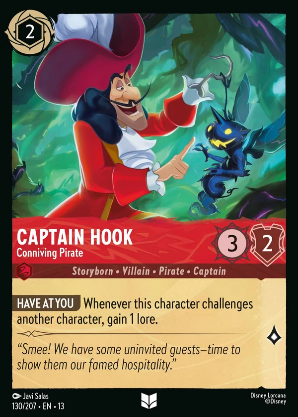 Captain Hook - Conniving Pirate — Disney Lorcana Character card from Attack of the Vine!